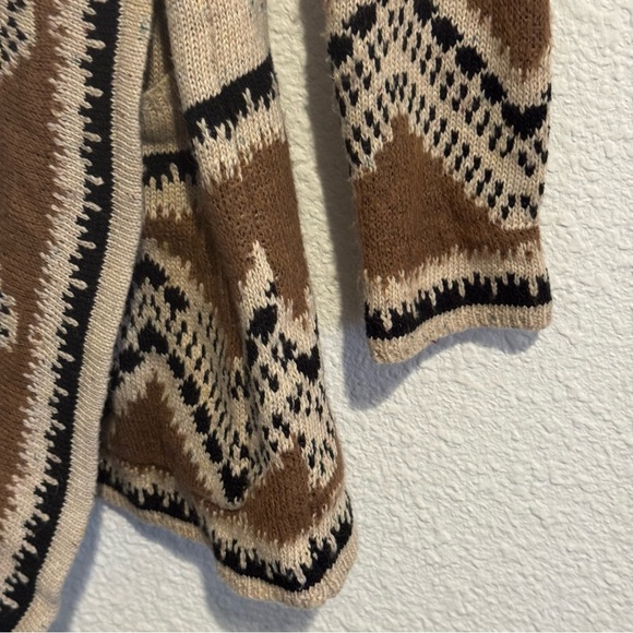 Lovestitch Tribal Boho Cardigan - Black Brown Beige Open Front Mohair Blend M - Picture 7 of 14